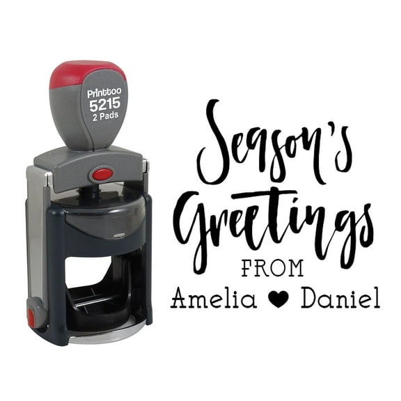 Printtoo Personalized Heavy Duty Black Self Inking Christmas Round Rubber Stamp Season's Greetings Custom Stamper-45 mm