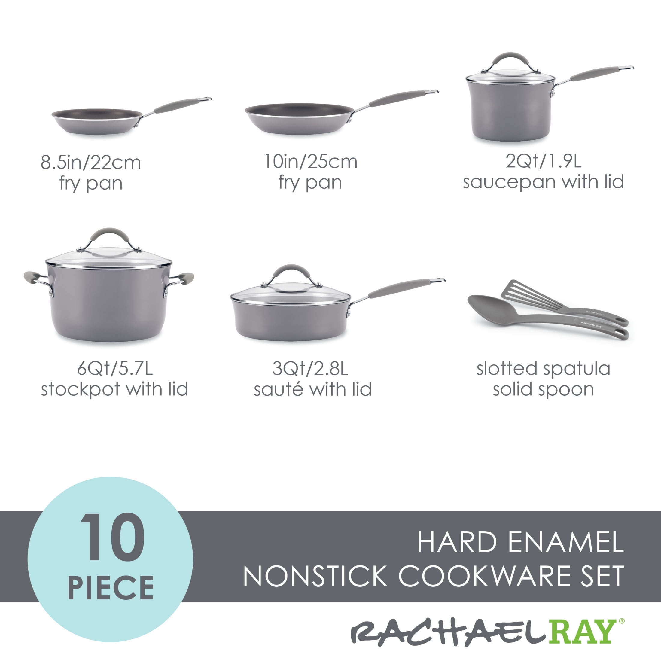 Rachael Ray Cucina 13-Pc. Hard Porcelain Enamel Nonstick Cookware Set -  Macy's