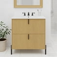 thumbnail image 3 of 30" Fluted Design Modern Freestanding Vanity Cabinet, Modern Bathroom Cabinet with Soft Close Drawers, Freestanding Vanity with Ceramic Sink for Bathroom, Natural, 3 of 7