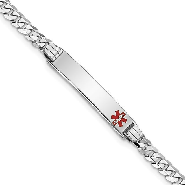 Diamond2Deal 14K Bracelet Médical en Émail Rouge Blanc avec Maillons pour Femmes (L-8 Pouces, L-5.5mm)