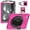 Rose, variant on Case for iPad Air 11 Inch 2024, Kids Friendly Rugged Cover Built-in 360° Rotatable Stand-Hand/Shoulder Strap/Pencil Holder for iPad Pro 11 2022/2021/2020/2018/Air 4/Air 5, Pink