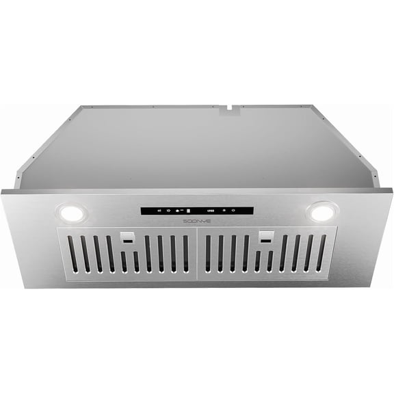 30 Inch Range Hood Insert, 600 CFM Convertible Ducted/Ductless Kitchen Hood in Stainless Steel Finish, 3-Speed Exhaust Fan with LED Lights, Baffle Filters