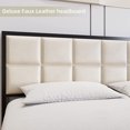 thumbnail image 3 of Faux Leather Platform Bed Frame with Upholstered Square Stitched Headboard, Metal Bed Frame with Steel Slats Support, Box Spring Optional, 3 of 7