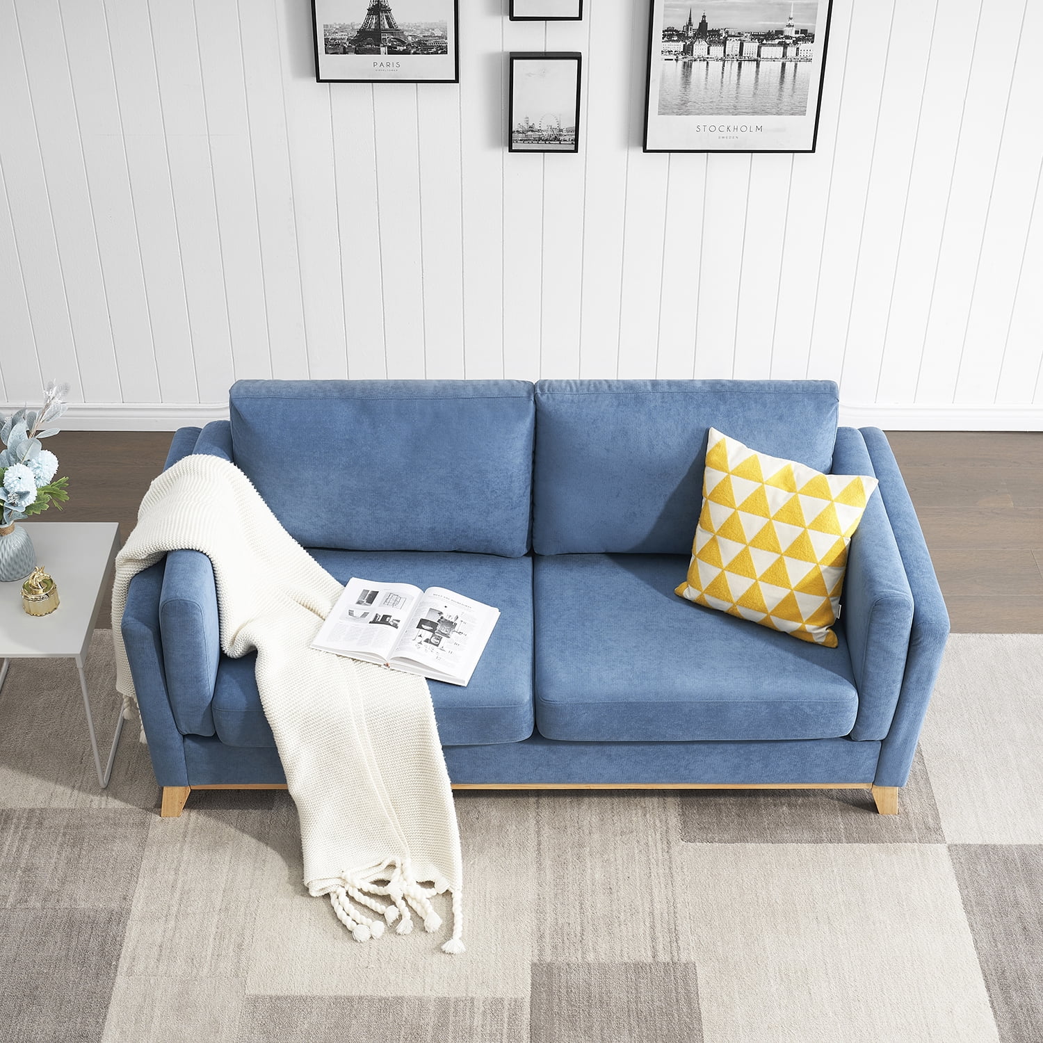 Kadyn 2-Seat Sofa, Chenille Sofa Couch with Soft Cushion and Armrests, Modern Upholstered Sofa for Living Room, Blue Kadyn 2-Seat Sofa, Chenille Sofa Couch with Soft Cushion and Armrests, Modern Upholstered Sofa for Living Room, Blue