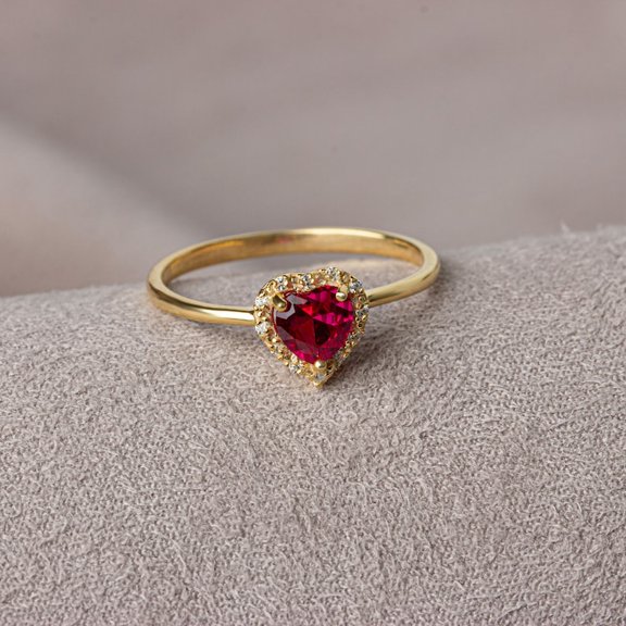 Ahansh Jewels Heart Cut Pink Ruby Wedding Ring For Women's 925 Sterling Silver