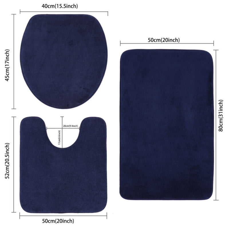 3pcs Bathroom Sets Pedestal Rug + Lid Toilet Cover + Floor Carpet Bath Mat Doormat Anti-slip Mat Home Decor