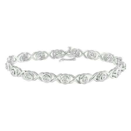1/6 Cttw Natural Diamond XO Tennis Bracelet in 925 Sterling Silver (7 Inches)