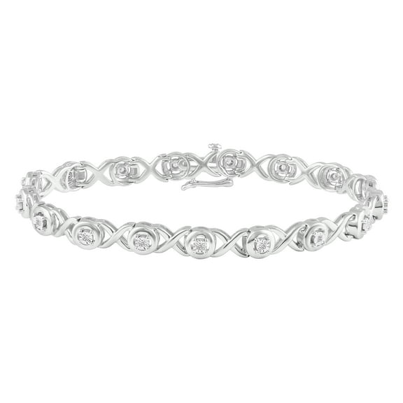 1/6 Cttw Natural Diamond XO Tennis Bracelet in 925 Sterling Silver (7 Inches)