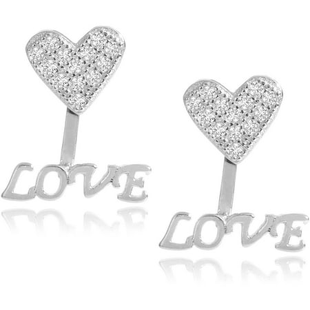 Brinley Co. Women's CZ Sterling Silver Love Stud Earrings