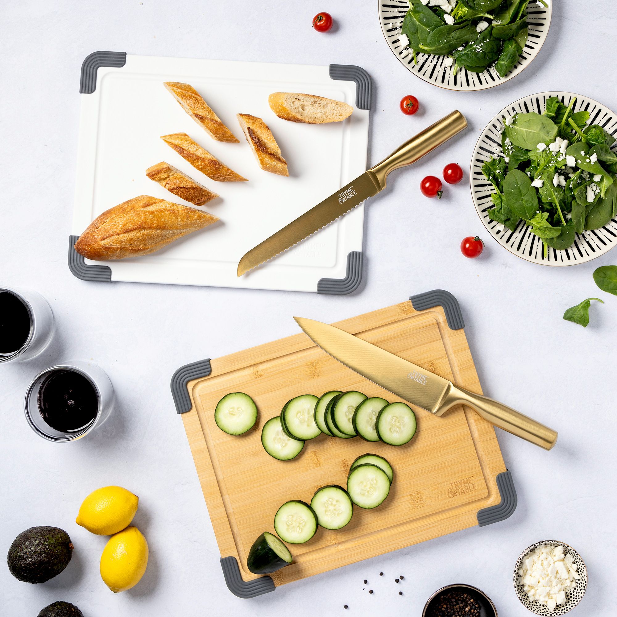 Thyme & Table 2-Piece Cutting Board Set, Bamboo & Polypropylene photo 6