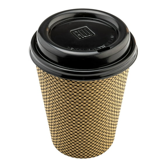 Restpresso Black Plastic Coffee Cup Lid - Fits 8, 12, 16 and 20 oz - 500 count box