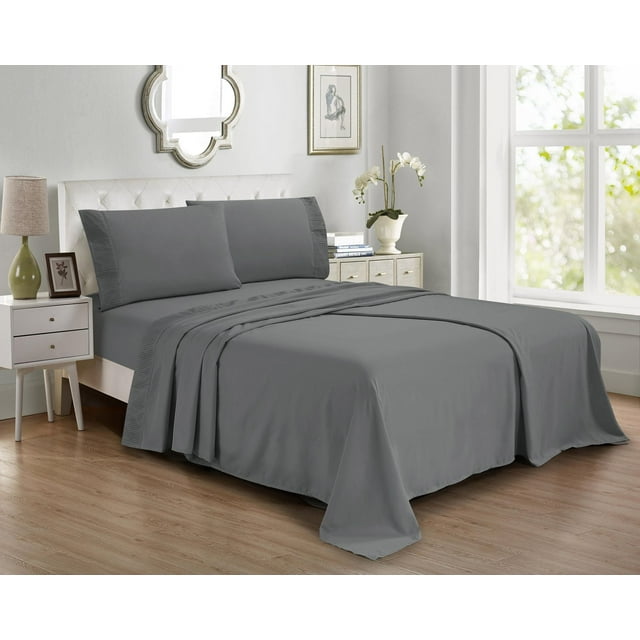 Swift Home Ensemble de draps en microfibre 4 pièces avec ourlet plissé