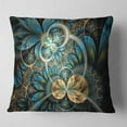 thumbnail image 2 of Fleur Fractale Bleu Or Symmétrique - Coussin Abstrait - 18x18, 2 of 5
