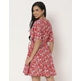 thumbnail image 4 of Moomaya Printed Rayon Dress, Flutter Sleeves Embroidered Casual Summer Dress, 4 of 8
