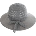 thumbnail image 3 of CoCopeaunts Summer Ladies Straw Bucket Hat Lace Bow Belt Travel Hollow Sun Hat Floppy Foldable Wide Brim Beach Fisherman Hat, 3 of 8