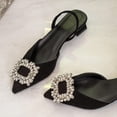 thumbnail image 6 of hopeusnice Rhinestone Square Buckle Slingback Square Heel Mules Women Elegant Evening Footwear Black 36, 6 of 9