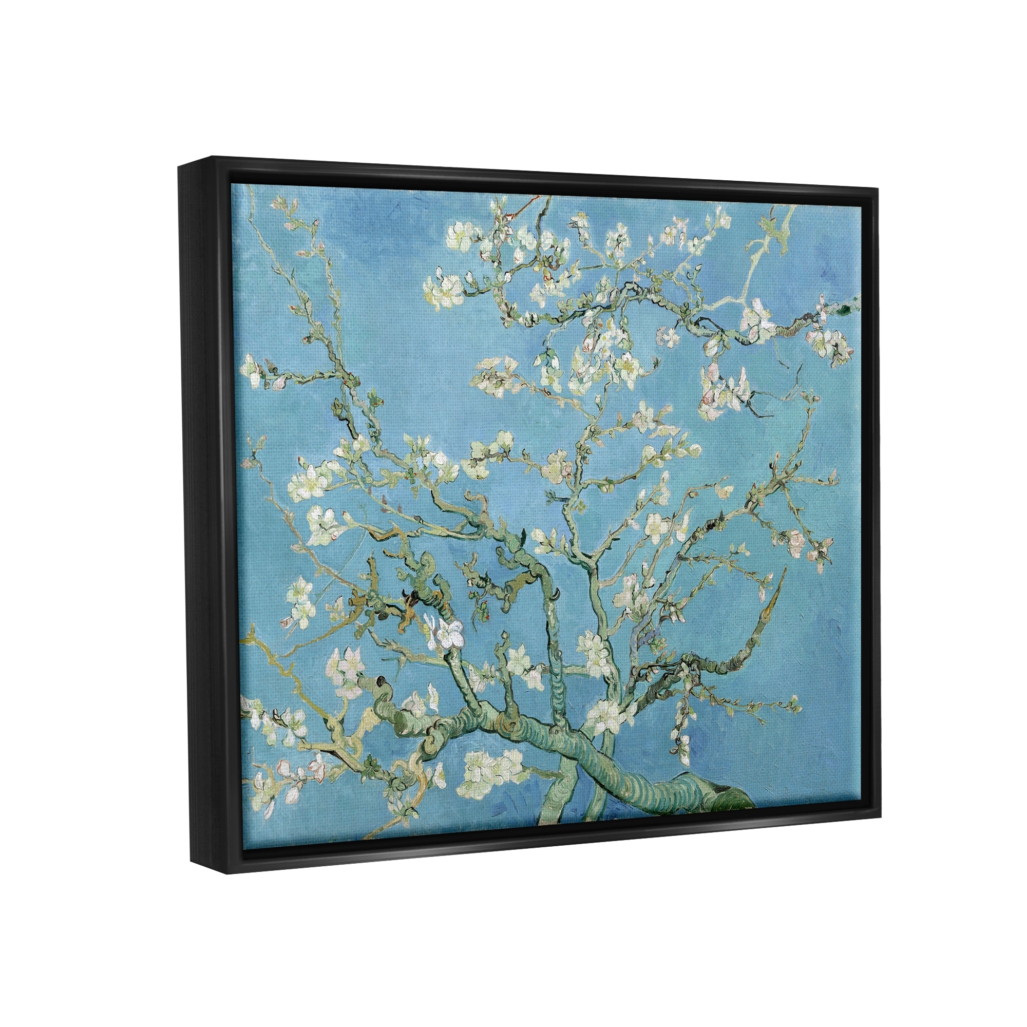 Stupell Industries Almond Blossoms Vincent van Gogh Classic Tree Blossom Painting Painting Jet Black Floating Framed Canvas Print Wall Art, Design by one1000paintings