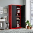 thumbnail image 2 of MIIIKO Metal Storage Cabinet with Locking Doors, Black Red Garage Lockable Steel Cabinets with 4 Doors and 5 Shelves for Home, Garage, Pantry Workshop Warehouse, 2 of 7