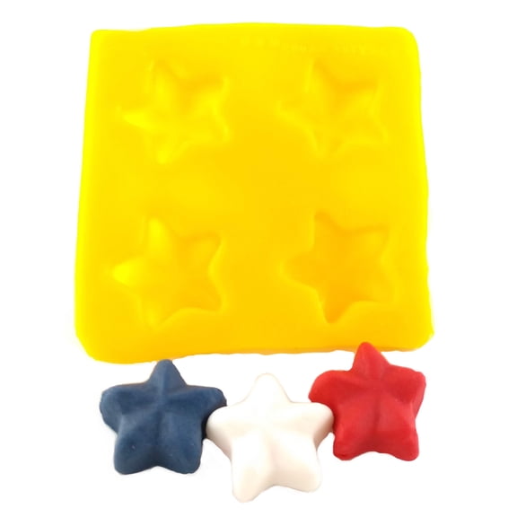EDELAINE'S Star 4 Cavity Silicone Molds for Cream Cheese Mints , Chocolate
