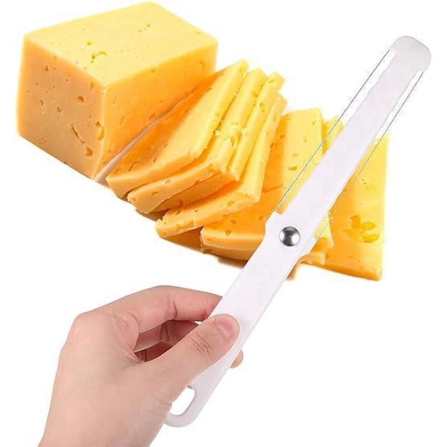 Cortadora de mantequilla y queso (blanca), cortadora de pasteles de acero inoxidable con línea de corte de queso, adecuada para molinos de pan portátiles para mantequilla de queso duro y semiduro, c