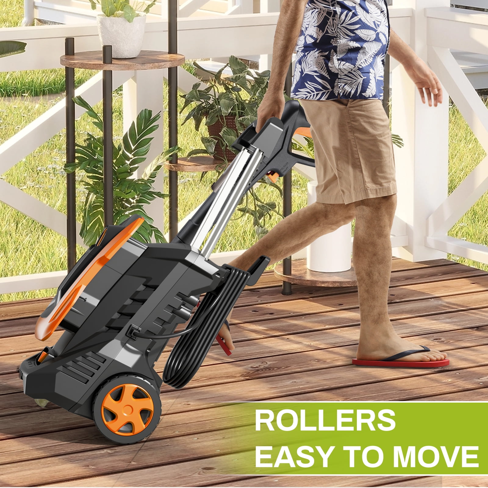 Pirecart Electric Pressure Washer 2700 PSI 1.7 GPM with Telescopic Handle, 4 Nozzles, Foam Cannon, 23ft Outlet Hose, High Pressure Washer for Cars, Decks, Driveways, Home, Patios.
