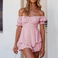 thumbnail image 6 of REALiKUN Women Boho Romper Off Shoulder Ruffle Chiffon Shorts Jumpsuit Playsuits, 6 of 8