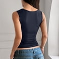 thumbnail image 5 of Smsaxvxz Tank Tops for Women Summer Fashion Square Neck Sleeveless Casual Solid Sexy Slim Blouse Tops Navy S, 5 of 6