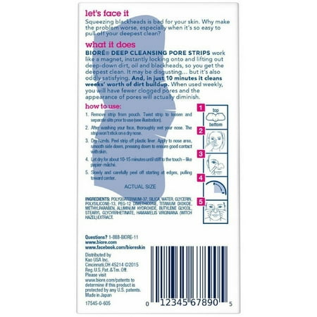 Biore Deep Cleansing Pore Strips 8'S Nose 3 Pack
