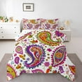 thumbnail image 2 of Manfei Colorful bohemian Paisley Queen Comforter Set,Boho Style Floral Bedding Sets,Pink Green White Bedding Comforter Set For Women Women,Breathable Home Decor Reversible,3-Piece, 2 of 8