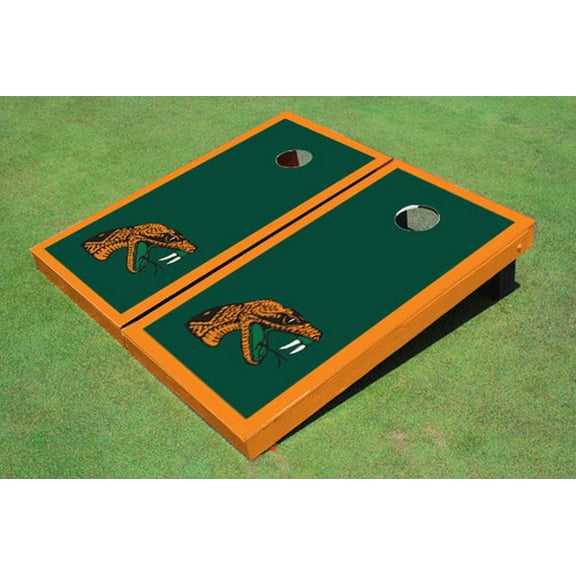 Florida Agricultural & Mechanical University Green Matching Border Custom Cornhole Board