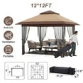 thumbnail image 6 of 12 x 12ft Pop-up Gazebo, Double Roof Outdoor Canopy Tent with Mosquito Netting, Camping Canopy Gazebo for Lawn, Patio and Garden, 6 of 7