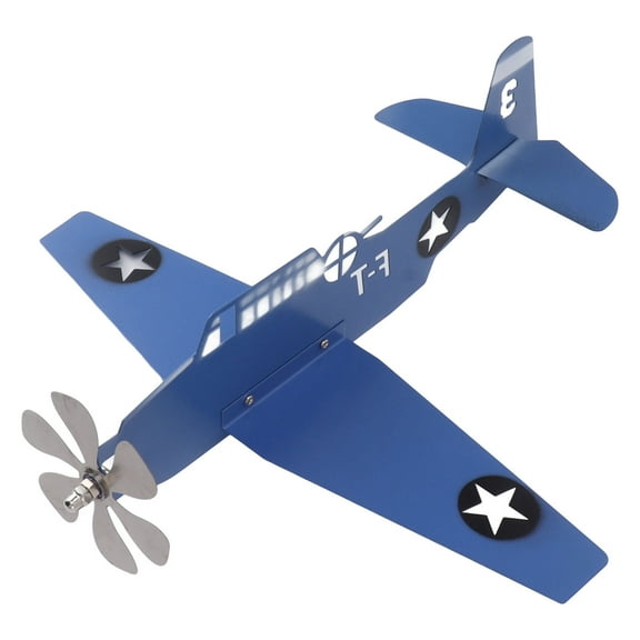 Airplane Weather Vane Iron Stainless Steel Outdoor Wind Spinner Windmill for Garden Patio Lawn Yard Blue