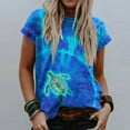 thumbnail image 2 of T Shirts for Women Casual Tops Sea Turtle Printed Short Sleeve Loose Beach Fit Tee Shirt Top, 2 of 6