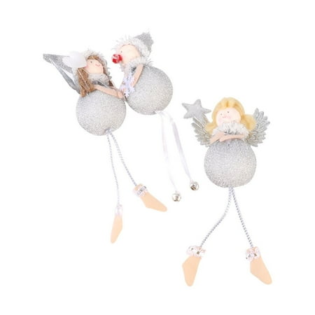 

3pcs Silver Christmas Sitting Angel Doll Ornament Toy Creative Christmas Desktop Decorative Angel Accessory Gifts (Random Patter