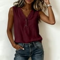 thumbnail image 7 of Womens Tank Tops Cotton Linen Button V Neck Summer Camisole Top for Women Sleeveless Wide Strap Shirts, 7 of 7