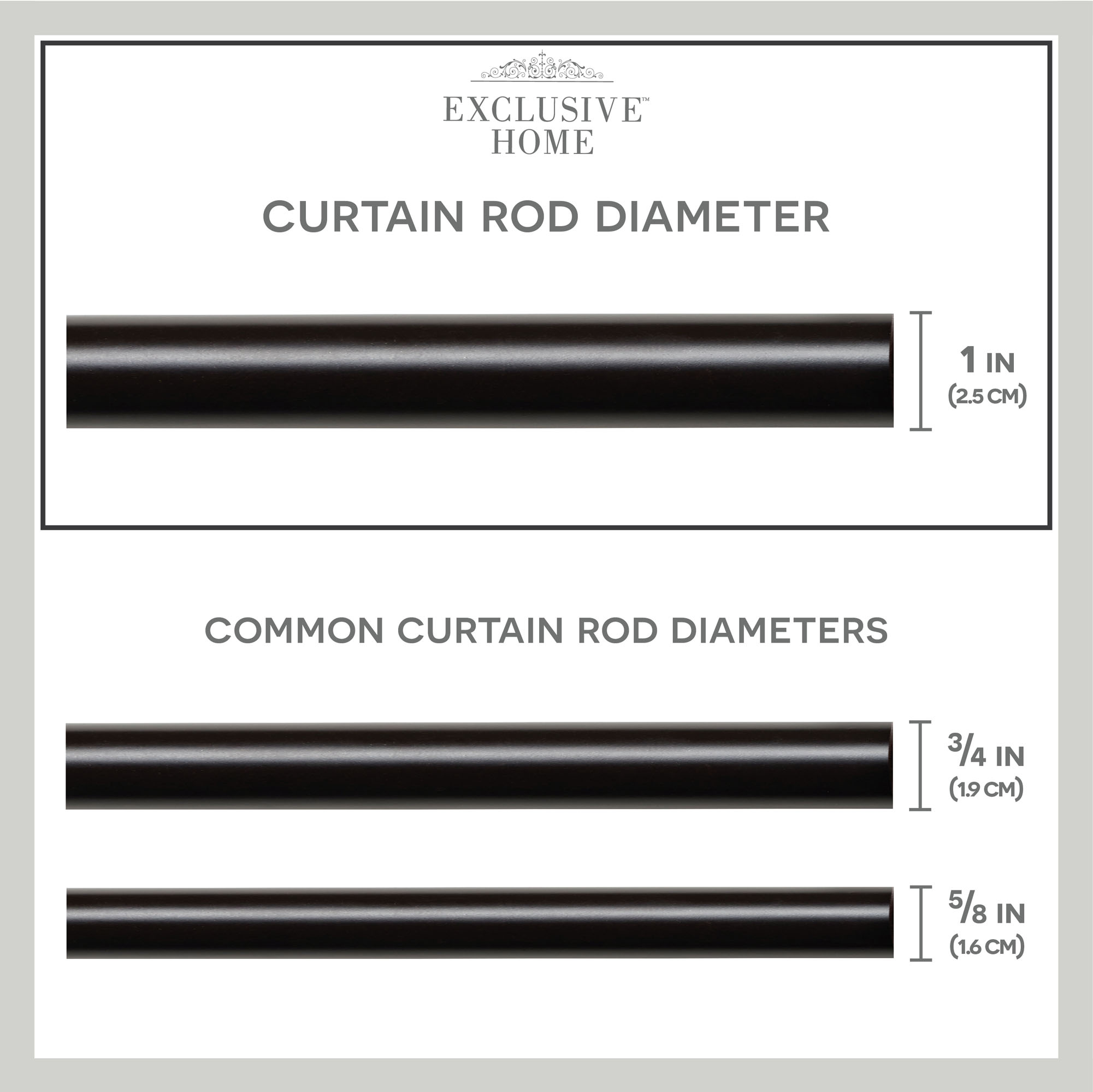 Exclusive Home Modern Layer 1" Curtain Rod and Finial Set, Matte Bronze, Adjustable 66"-120"