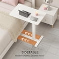 thumbnail image 4 of Mobile Small Standing Desk with Hidden Wheels, Pneumatic Laptop Desk, Rolling Computer Cart Movable, Portable Rolling Computer Sit Stand Side Table for Couch, Home, Office, White, 4 of 7