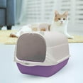 thumbnail image 2 of Cat Litter Box with Lid Portable Anti Kitty Litter Tray Splashing Easy Tidy Handle violet, 2 of 9