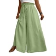 thumbnail image 2 of Palazzo Wide Leg Pants Woman Flowy High Waisted Pants 2026 Elastic Waist Drawstring Trousers Summer Plus Size Outfits Light Green XL, 2 of 4