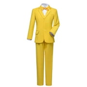 Toddler Suits Boys Tuxedo Suits Wedding Outfit Ring Bearer Suits Easter Suit 5Piece Boys Set for Boys Size Yellow 2T
