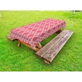 thumbnail image 1 of Ethnic Outdoor Tablecloth, Traditional Russian Slavic Stitch Pattern Embroidery in Graphic Needlework Design, Decorative Washable Fabric Picnic Tablecloth, 58 X 104 Inches, Red White, by Ambesonne, 1 of 2