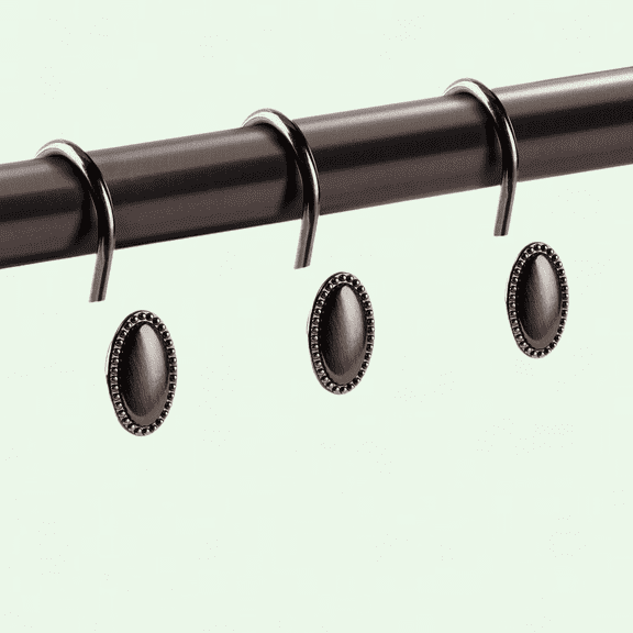 Oil-Rubbed Bronze Decorative Shower Curtain Rings, 12Pcs
