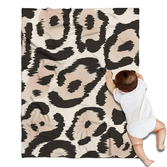 Beige and Black Leopard Pattern Blanket,Comfortable Soft Flannel Throw Blanket,All Season,Warm Lightweight Blankets for Sofa Bed Couch Living Room Chair,30"x40"