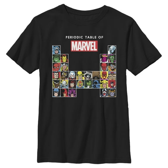 Boys' Husky Marvel Periodic Table of Heroes Graphic Tee Black Large