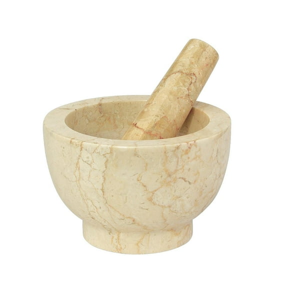 Cilio Champagne Marble Mortar and Pestle, 4-Inch, Cream