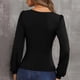 thumbnail image 4 of Sudadera De Punto Cuello Redondo Linterna Manga Larga Slim Fit Sudadera De Punto De Mujer De Moda Negro M, 4 of 6