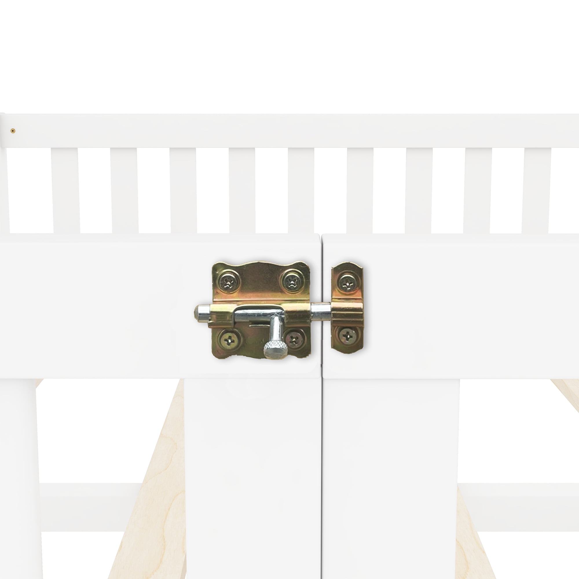 Aukfa Queen Size Floor Bed for Kids, Girls, Boys, Wood Montessori Bed Frame with Safety Guardrails and Door, White