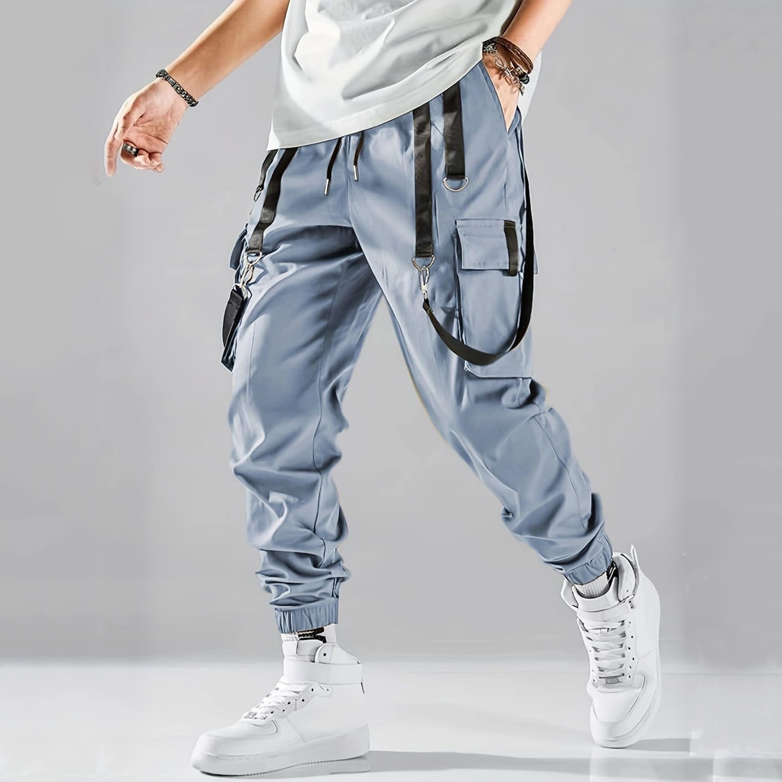 Godokuleh Men's Baggy Cargo Pants Trendy Casual Parachute