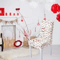 Costeam Valentine’s Day Dining Chair Covers Removable Washable Chair Back Protectors for Home Kitchen Romantic Decor