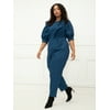 ELOQUII Elements Women's Plus Size Denim Jumpsuit With Ruffles